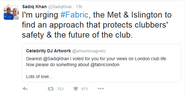 sadiq khan twitter response